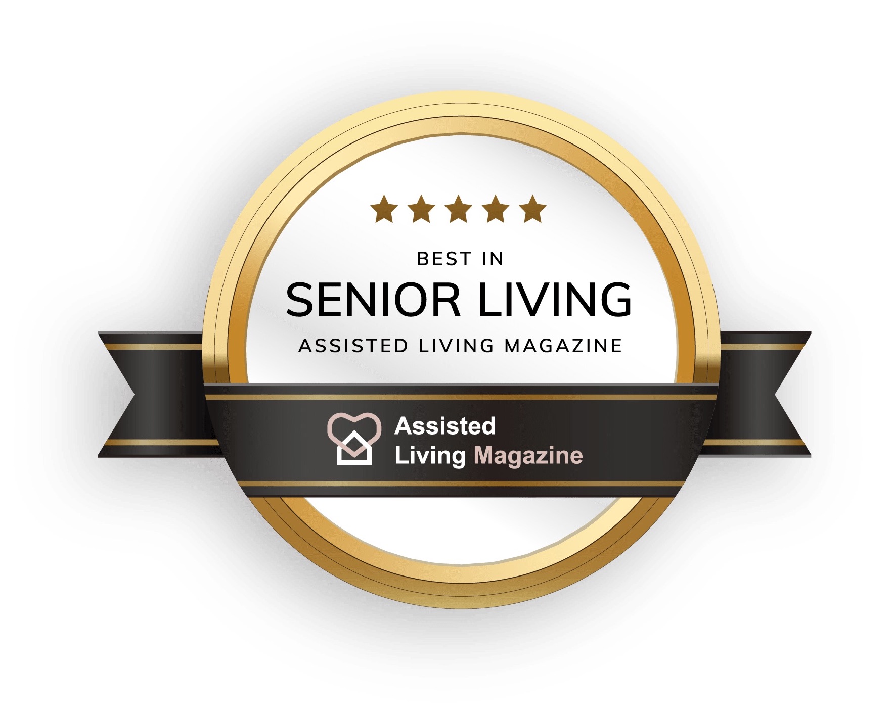 award sticker reads - best in senior living - assisted living magazine